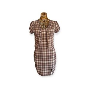 Just Polly striped top mini dress cardigan short sleeve 90s Y2K 2 piece large